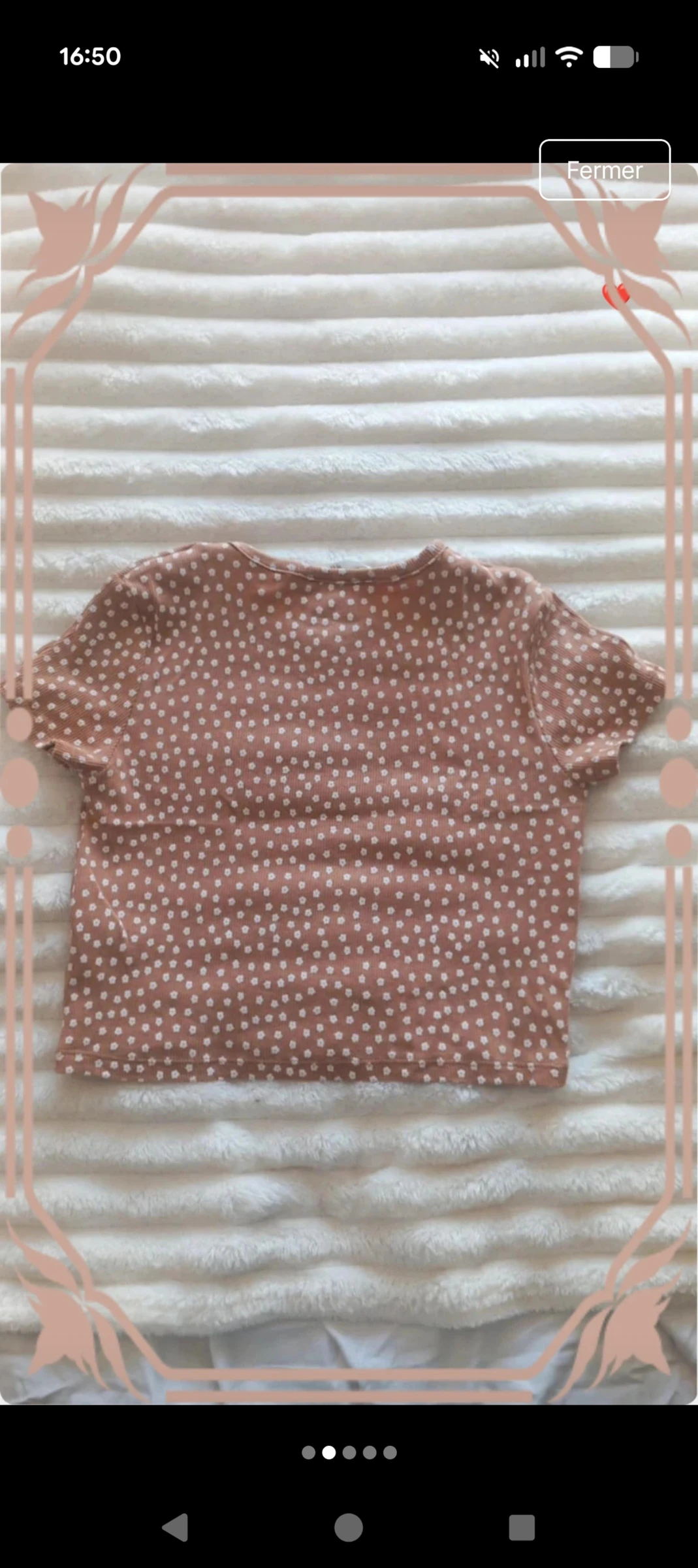 T-shirt crop top cotelé H&M flores – 10/12 anos (146/152 cm) – photo 2